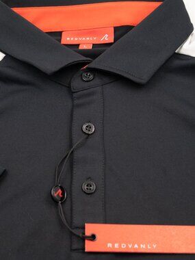 NWT Redvanly Black With White Shoulders Golf Polo Shirt L NEW